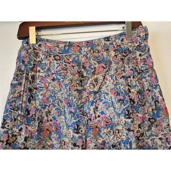 Y2K Marc By Marc Jacobs Colorful Pleated 100% Silk Straight Cropped Pants US 0 - Picture 2 of 8